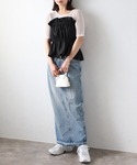 チューブトップ ベアトップ リネンタッチ ギャ...の詳細画像3