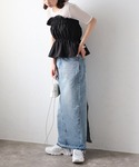 チューブトップ ベアトップ リネンタッチ ギャ...の詳細画像4