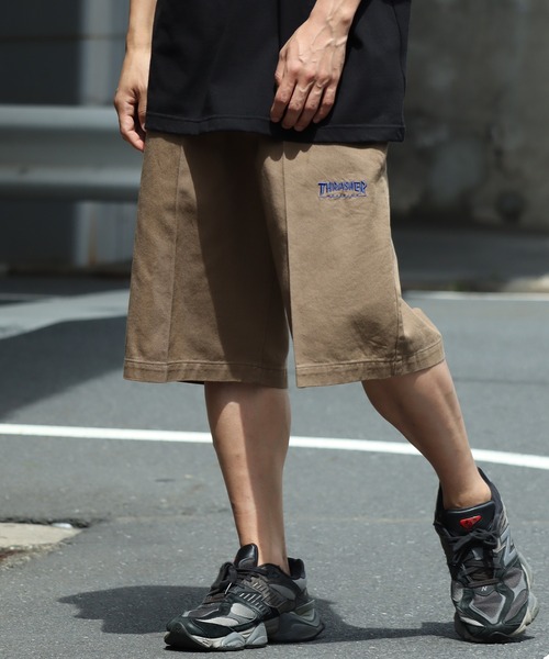 Thrasher フード付きジャケット & 茶色パンツ セット セットアップ対応」THRASHER（スラッシャー）ワンポイントロゴ