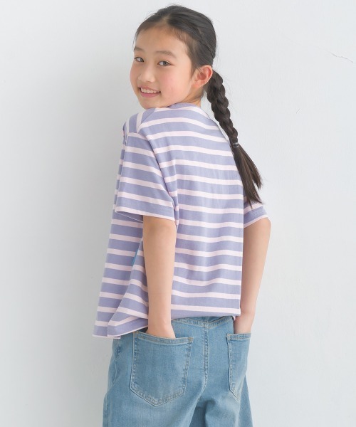 OMNES（オムネス） tシャツ キッズ10番単ボーダー半袖プルオーバー 