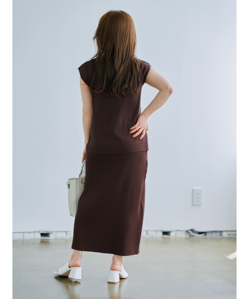 COHINA（コヒナ） スカート ボタンデザインリブニットスカート「低身長 