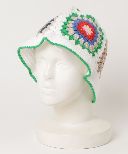 帽子 ハット 「HIKA」花モチーフカギ編みニットHAT レディース