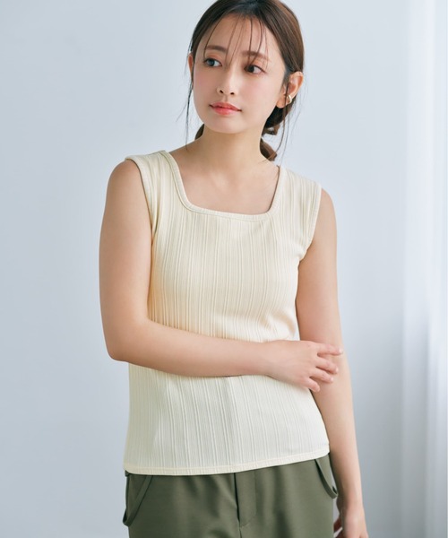 COHINA（コヒナ） タンクトップ ノースリーブ カップ付き2wayリブ