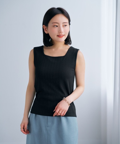COHINA（コヒナ） タンクトップ ノースリーブ カップ付き2wayリブ