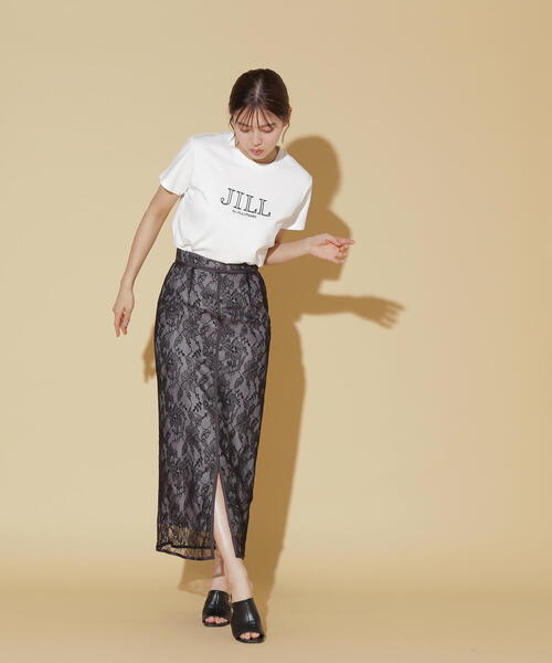 tシャツ オーガニックコットンロゴライン刺繍Ｔシャツ レディース JILL by STUART tシャツ オーガニックコットンロゴライン刺繍T