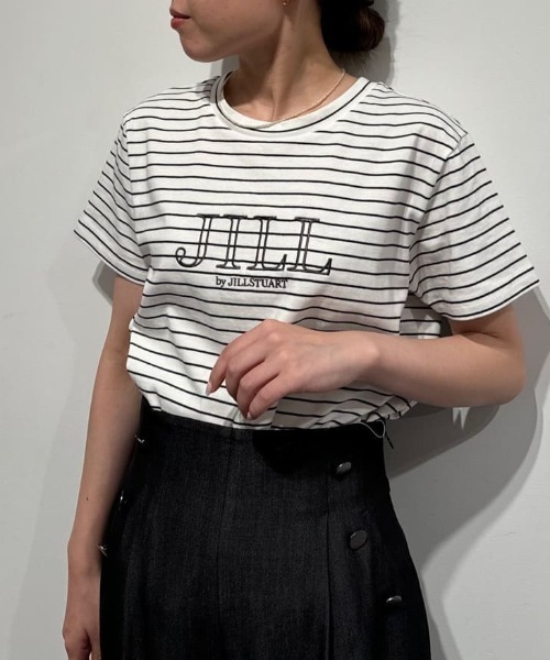 tシャツ オーガニックコットンロゴライン刺繍Ｔシャツ レディース JILL by STUART tシャツ オーガニックコットンロゴライン刺繍T