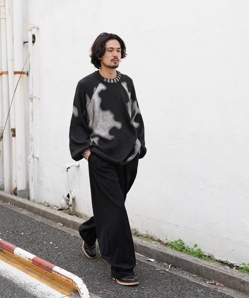 Aphlotus セーター ニット シルバー箔 グラデーショングラフィック