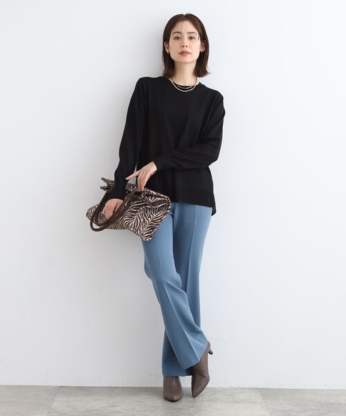 ニット セーター 「洗える／バックシャン」ストライプ柄コンビニット レディース