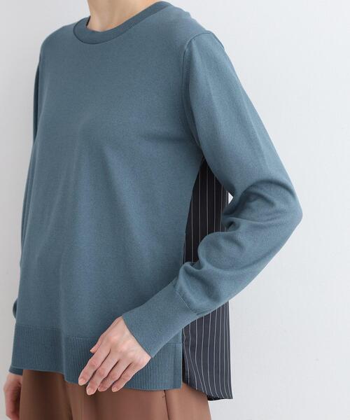 ニット セーター 「洗える／バックシャン」ストライプ柄コンビニット レディース