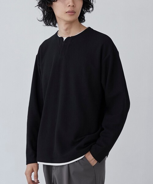 coen（コーエン） tシャツ スキッパーレイヤードロングTシャツ メンズ
