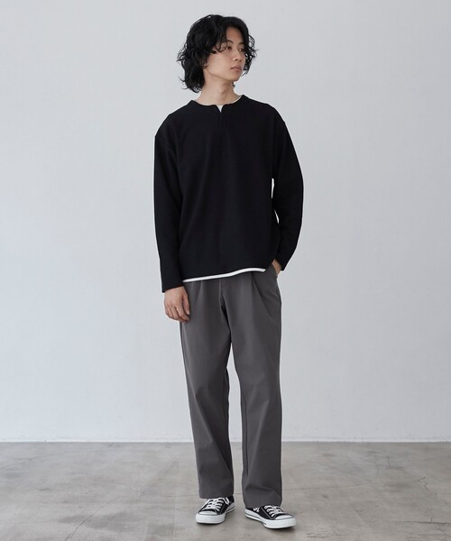 coen（コーエン） tシャツ スキッパーレイヤードロングTシャツ メンズ