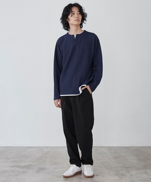 coen（コーエン） tシャツ スキッパーレイヤードロングTシャツ メンズ