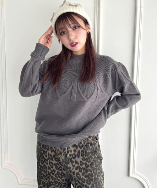 ニット セーター ランダムケーブルニットトップス レディース