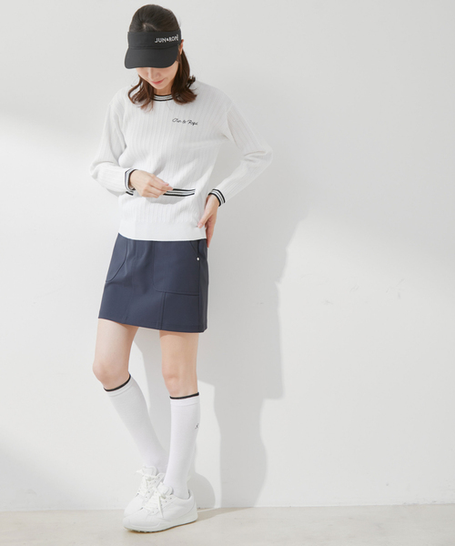 JUN&ROPE セーター Lサイズ JUN&ROPE' ニット セーター ミニケーブル柄プレート使い長袖プル