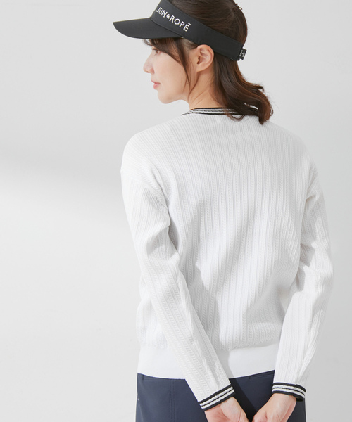 JUN&ROPE' ニット セーター ミニケーブル柄プレート使い長袖プル