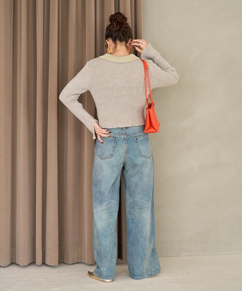 FREAK'S STORE ニット セーター 限定展開 ラメ ポロ 襟 リブ編み
