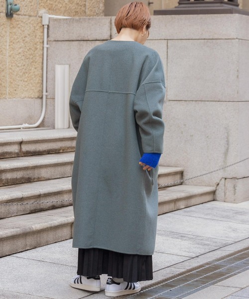 「ITEMS URBANRESEARCH」 ノーカラーコート FREE ライトベージュ レディース_画像8