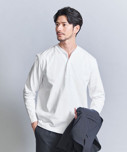 tシャツ 「WEB限定 WARDROBE SMART」クリア ガスコットン ヘンリーネック カットソー「抗菌・防臭」 メンズ | BEAUTY＆YOUTH UNITED ARROWS | 01