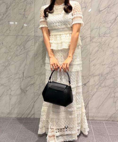 ブラウス シャツ 「セットアップ対応」ケミカルレースペプラムブラウス　半袖　夏服 オケージョン レディース SELFIST ブラウス シャツ 「セットアップ対応」ケミカルレース