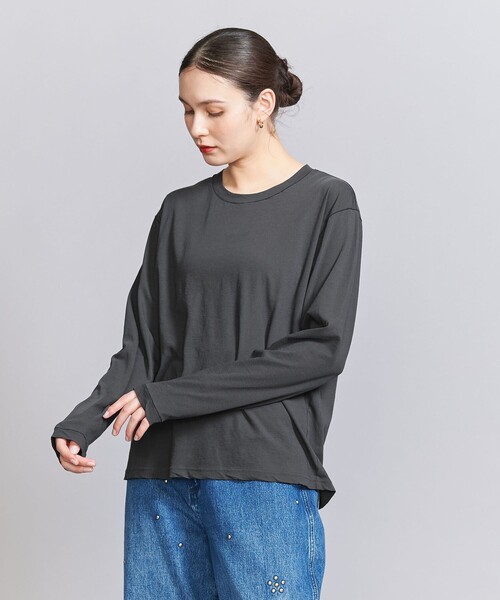tシャツ コットン ルーズ ロングスリーブ Tシャツ レディース