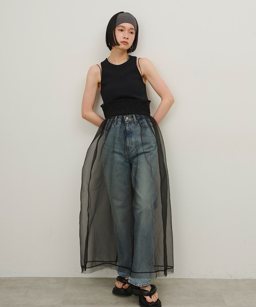 room153 ワンピース オーガンジーギャザーワンピース「room153