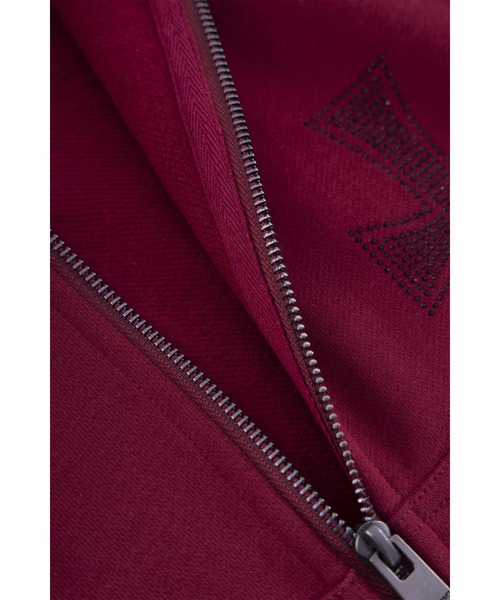 UNKNOWN LONDON パーカー フーディー｜DARK REDxBLACK CROSS ZIP