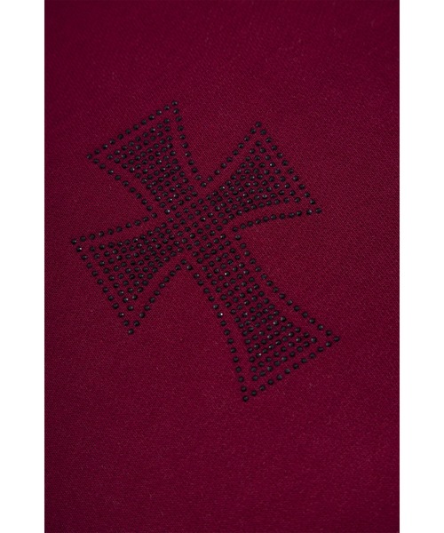 UNKNOWN LONDON パーカー フーディー｜DARK REDxBLACK CROSS ZIP