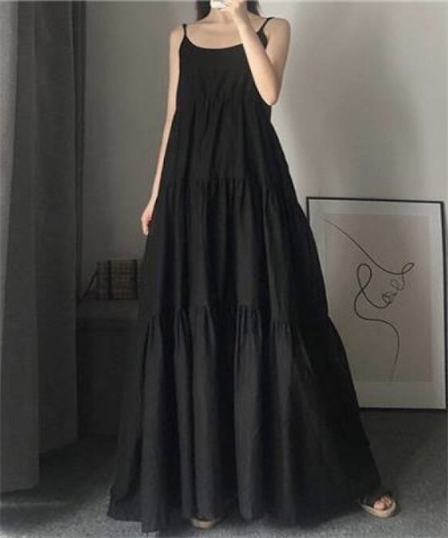 FREE STYLISTS ワンピース マキシ丈ティアードキャミワンピース