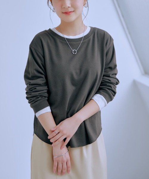 トレーナー スウェット カットアウトライトスウェットロンT 「低身長・小柄女性」 レディース