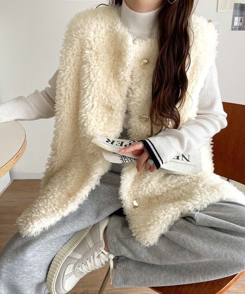 eLLa selectshop ボアシャギーニットジレ ella selectshop シャギーボアニットジレ