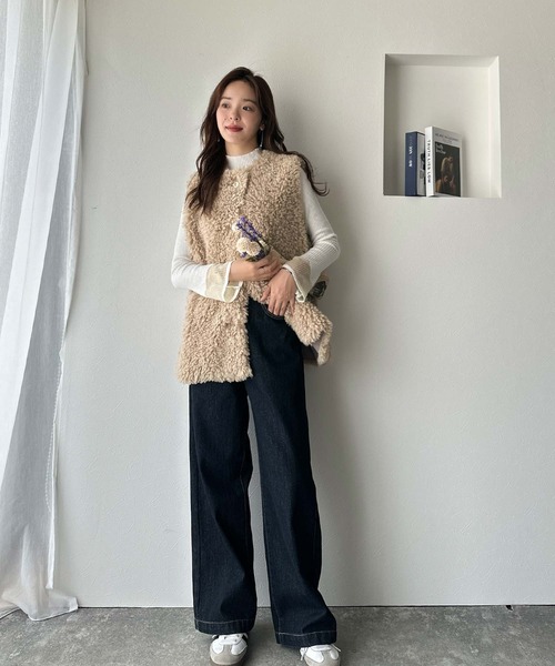 ミランカ プードルボアベスト 未使用 もこもこ感が愛らしい♪暖か前後2wayプードルボアベスト ce1265015