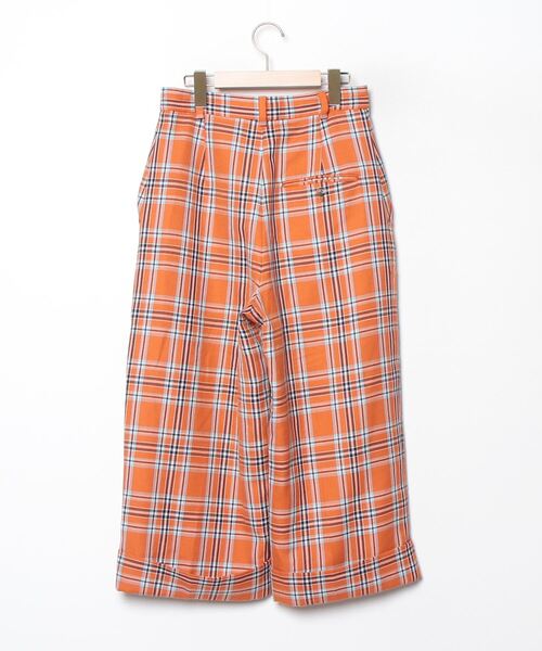 「ANGLO MANIA」 チェック柄パンツ 38 オレンジ レディース_画像2