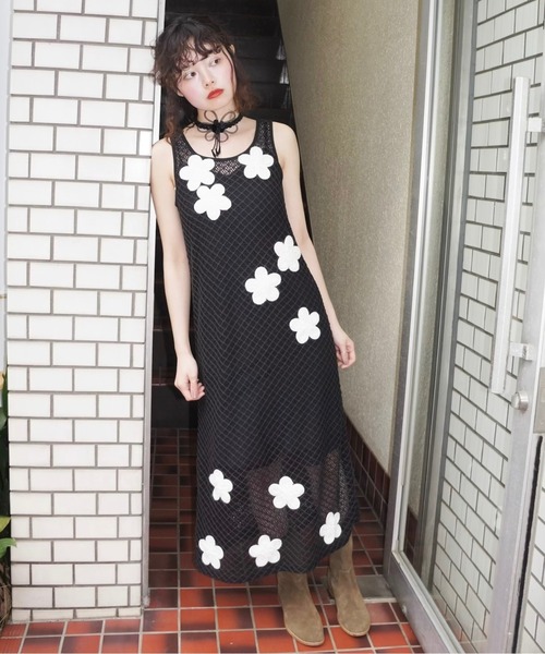 刺繍メッシュマルチフラワーワンピース 刺繍メッシュマルチフラワーワンピース