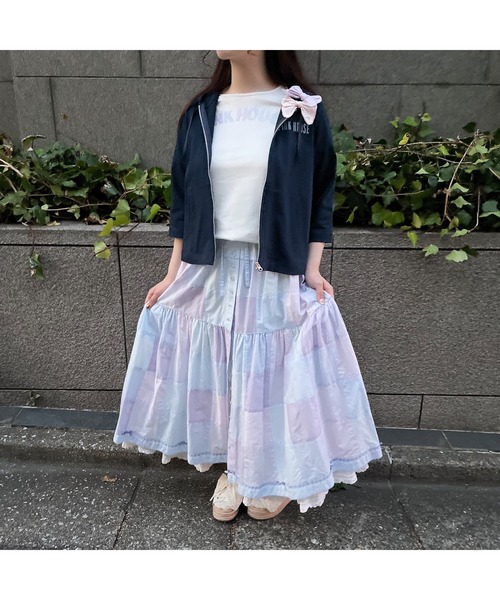 スカート あじさいグラデーションパッチワークスカートの画像