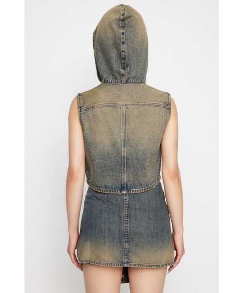 LAGUA GEM ベスト ジレ POCKET HOODIE デニムベスト レディース