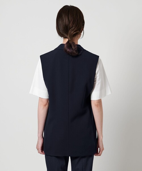 ユナイテッドアローズ リネンテーラードベスト ジレ ブラック 36 UNITED ARROWS ベスト ジレ drapy テーラード レディース