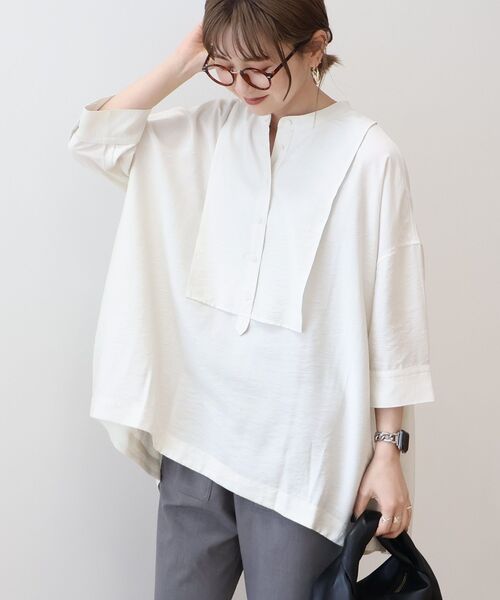 「AMERICAN HOLIC」 7分袖チュニック M アイボリー レディース