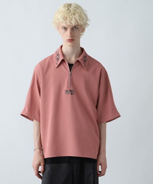 HARE シャツ フラワーハーフZIPシシュウシャツ(HARE) メンズ