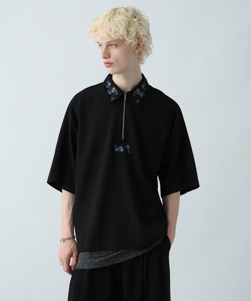 HARE シャツ フラワーハーフZIPシシュウシャツ(HARE) メンズ