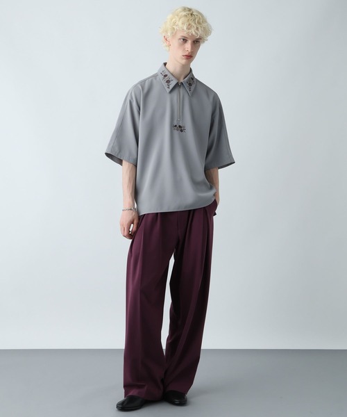 HARE シャツ フラワーハーフZIPシシュウシャツ(HARE) メンズ
