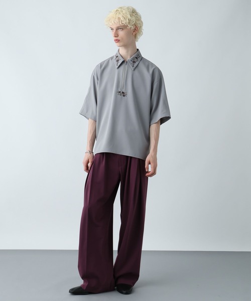 HARE シャツ フラワーハーフZIPシシュウシャツ(HARE) メンズ