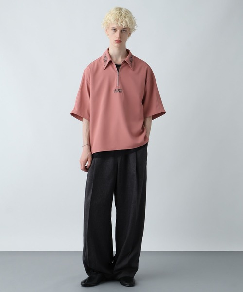HARE シャツ フラワーハーフZIPシシュウシャツ(HARE) メンズ