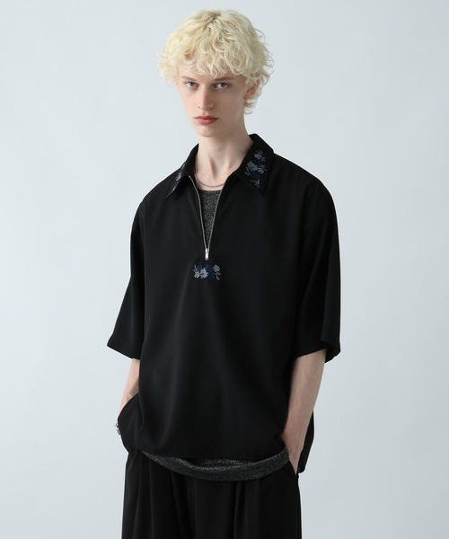 HARE シャツ フラワーハーフZIPシシュウシャツ(HARE) メンズ