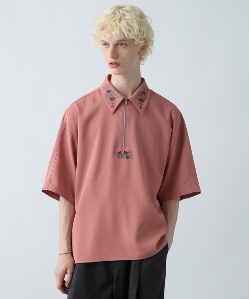 HAREまとめ売り HARE シャツ フラワーハーフZIPシシュウシャツ(HARE) メンズ