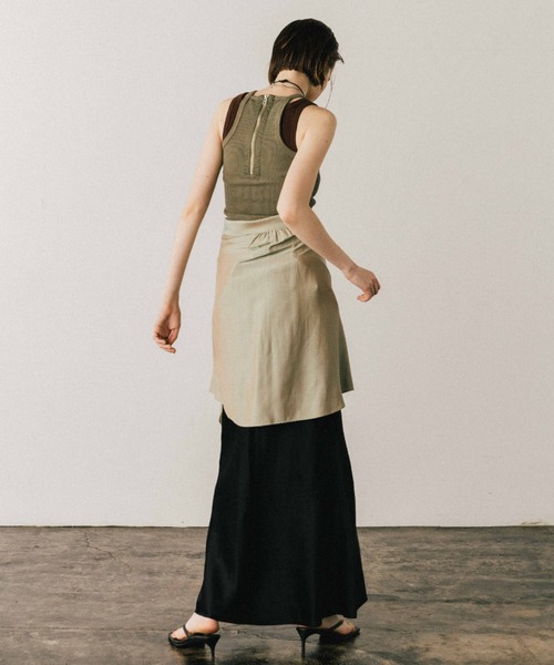 CREDONA（クレドナ） ロング スカート ACETATE LINEN SATIN SKIRT
