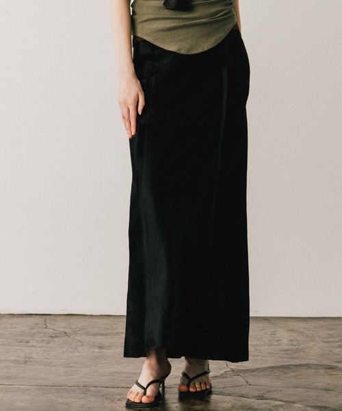 CREDONA（クレドナ） ロング スカート ACETATE LINEN SATIN SKIRT