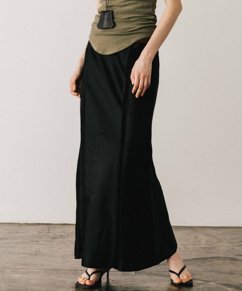 CREDONA（クレドナ） ロング スカート ACETATE LINEN SATIN SKIRT