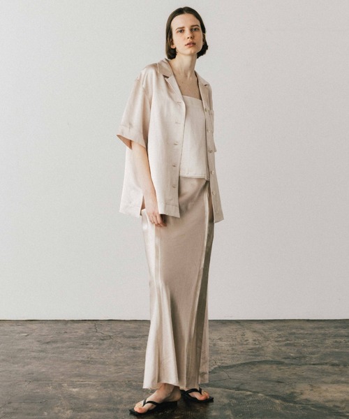 CREDONA（クレドナ） ロング スカート ACETATE LINEN SATIN SKIRT