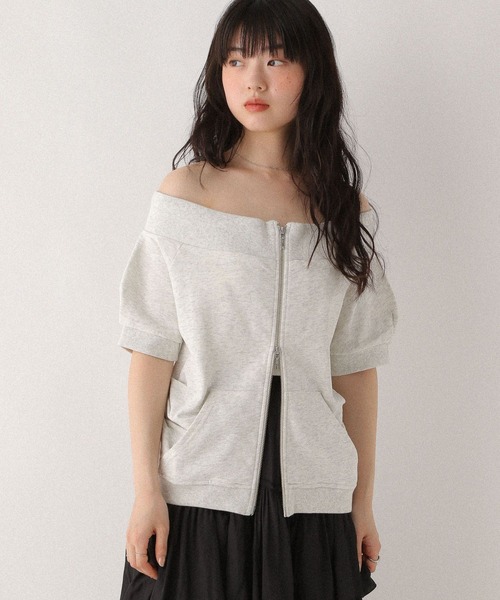 Heather（ヘザー） トレーナー スウェット WZIPオフショル裏毛半袖 