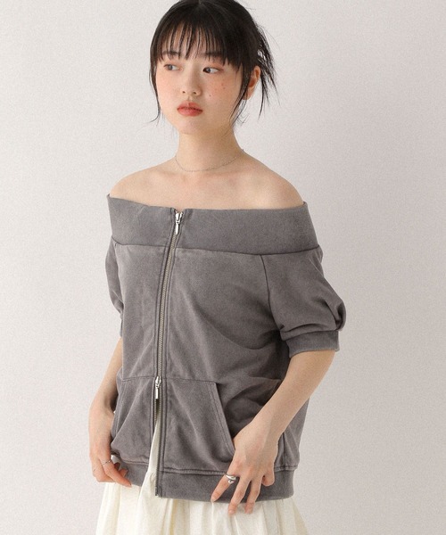 Heather（ヘザー） トレーナー スウェット WZIPオフショル裏毛半袖